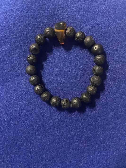 Lava Stone Amber Bracelet