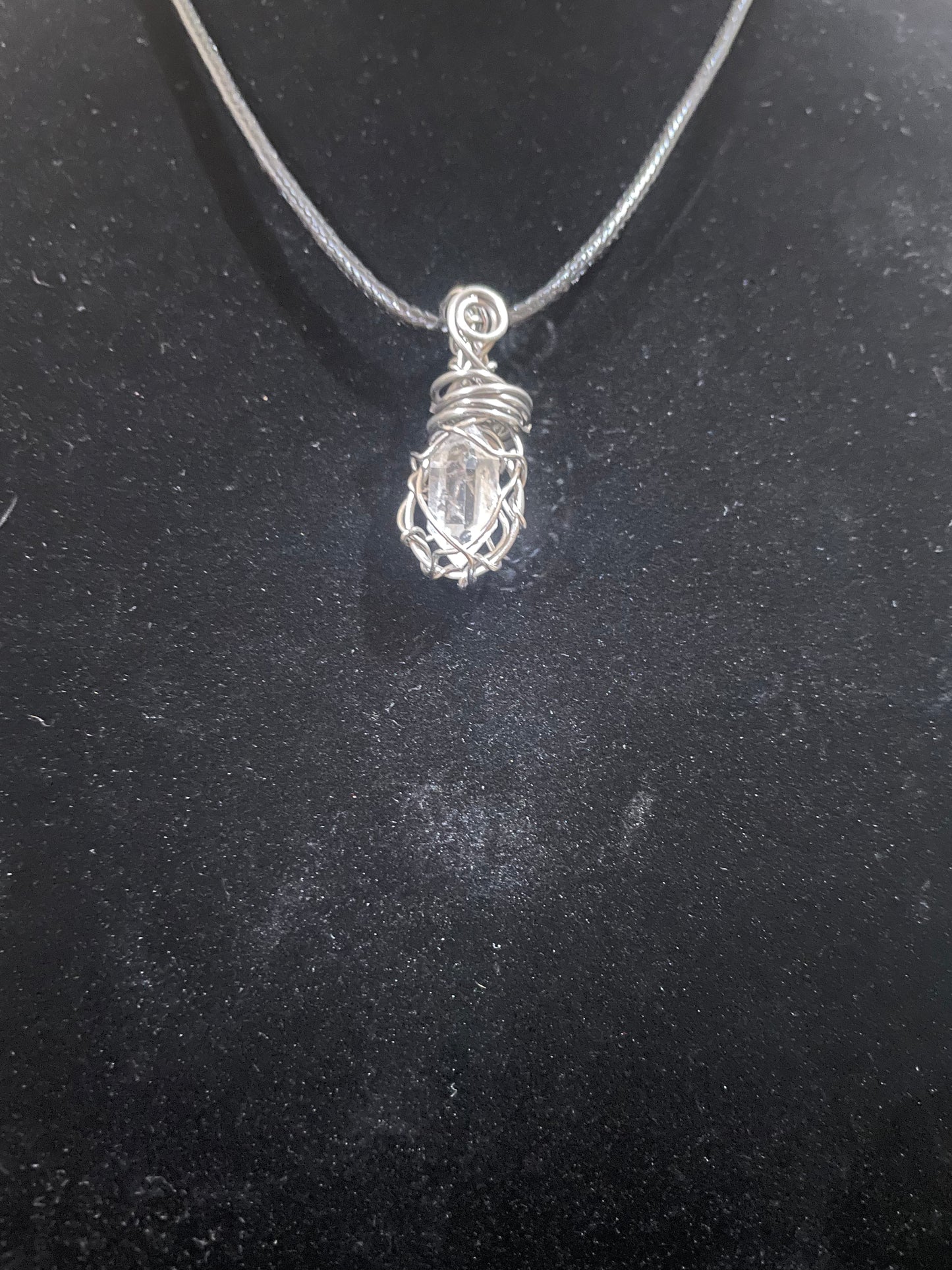 Herkimer diamond pendant (stainless steel)