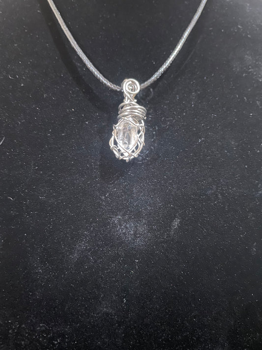 Herkimer diamond pendant (stainless steel)