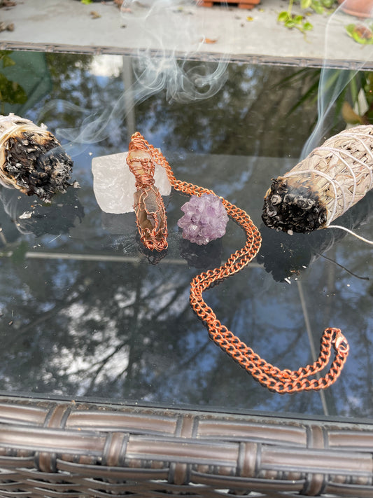 Smoky quartz and citrine (copper) pendant