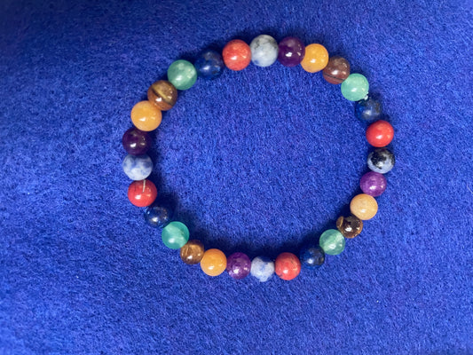 7 CHAKRA STONE BRACELET 6.5"