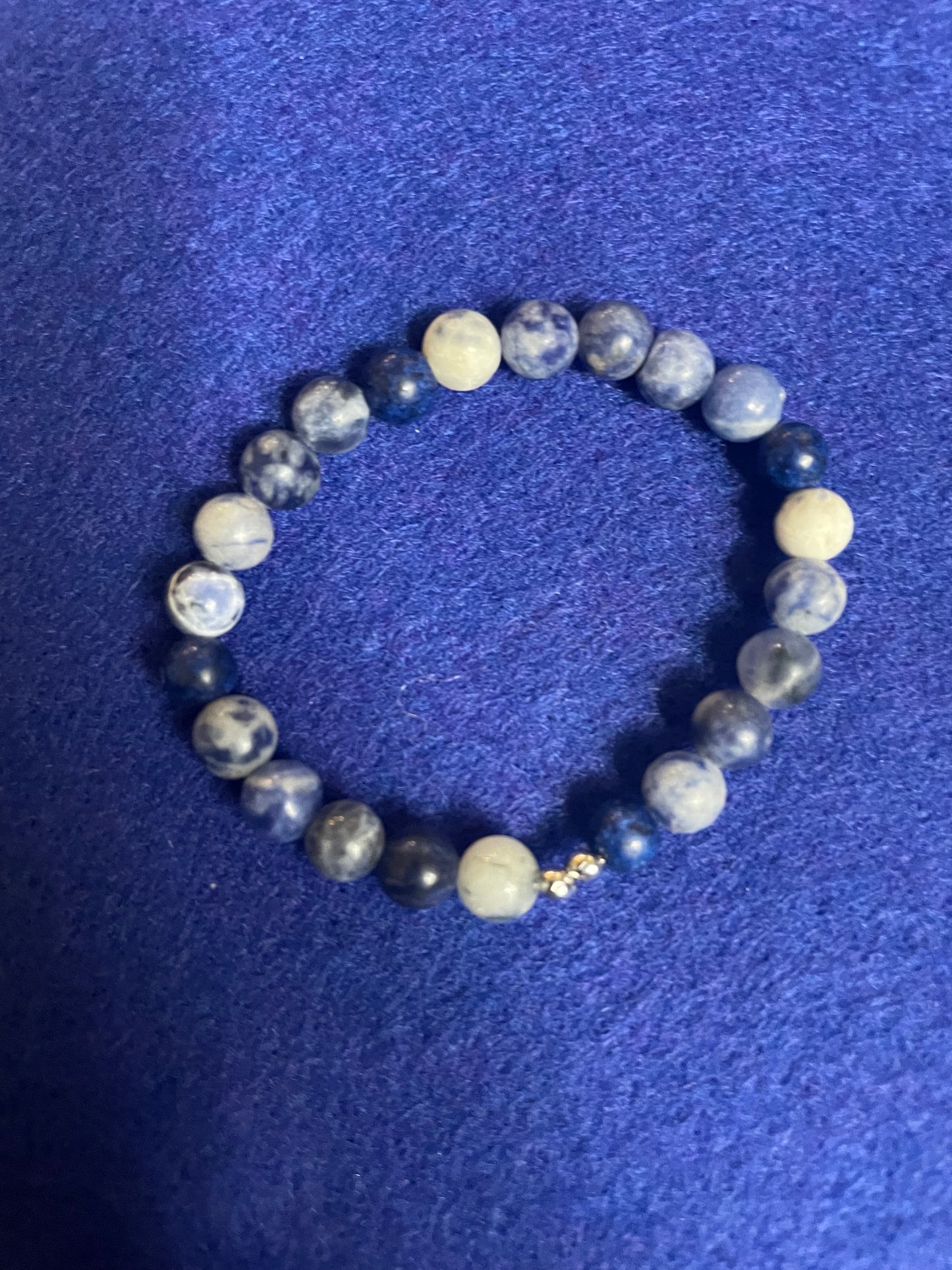 LAPIZ, HOWLITE, AND. SODALITE BRACELET 5.5"