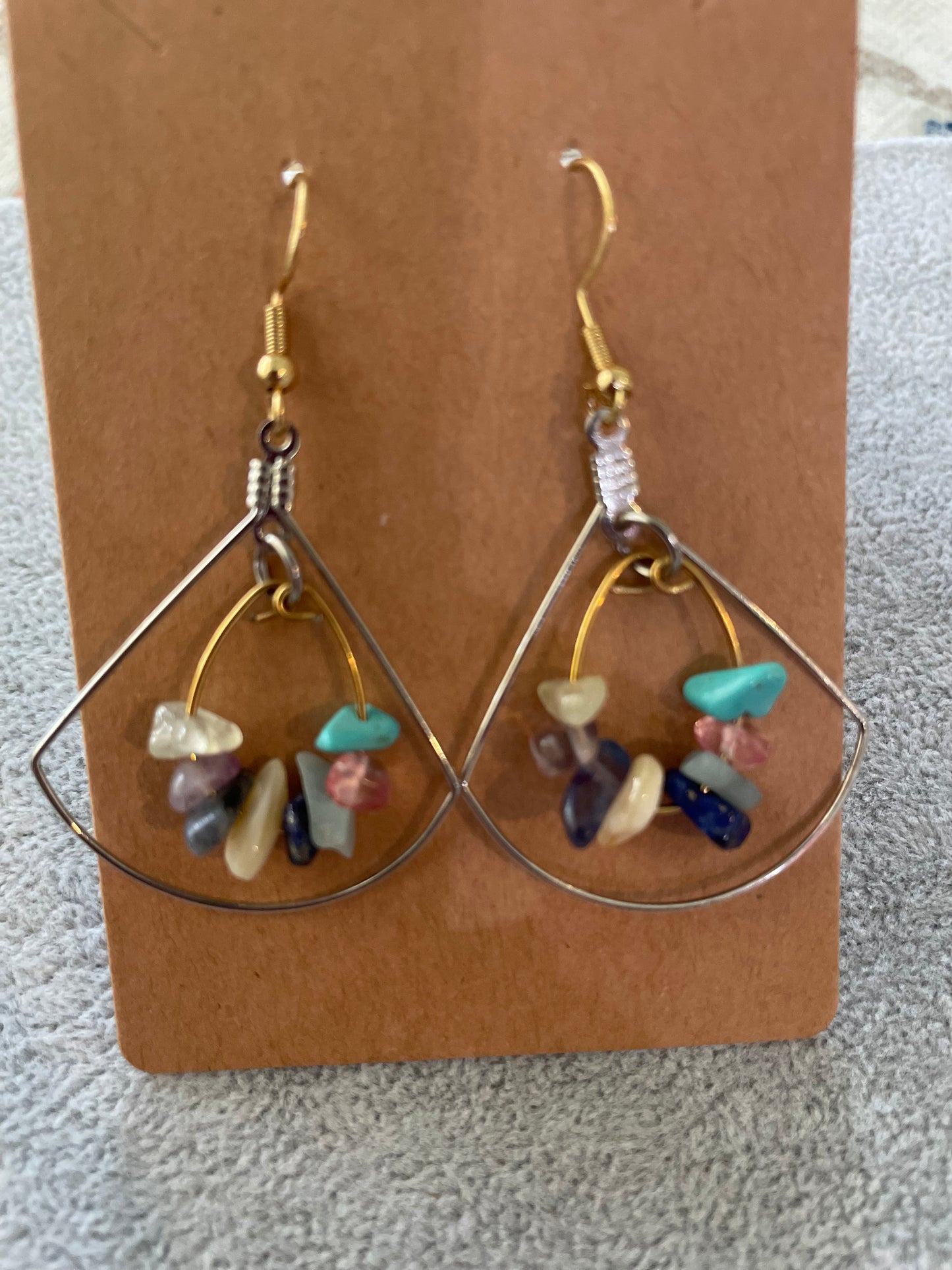 Multi Stone Scallop Earring