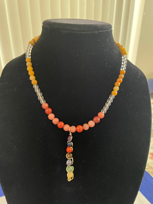 Multi Stone Chakra Beaded Necklace 16"