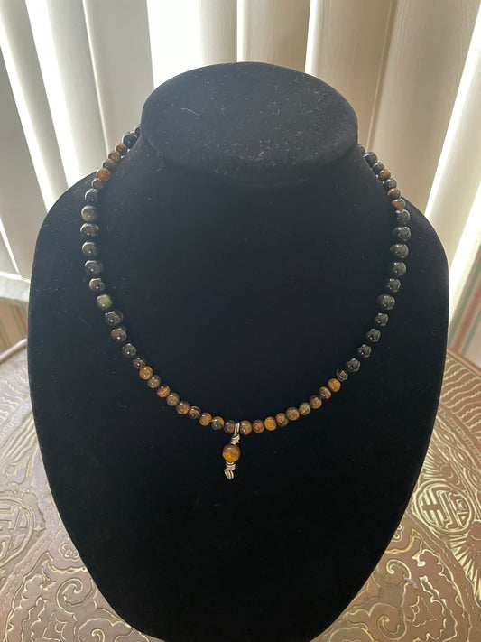 Tiger's Eye Beaded Necklace 18"