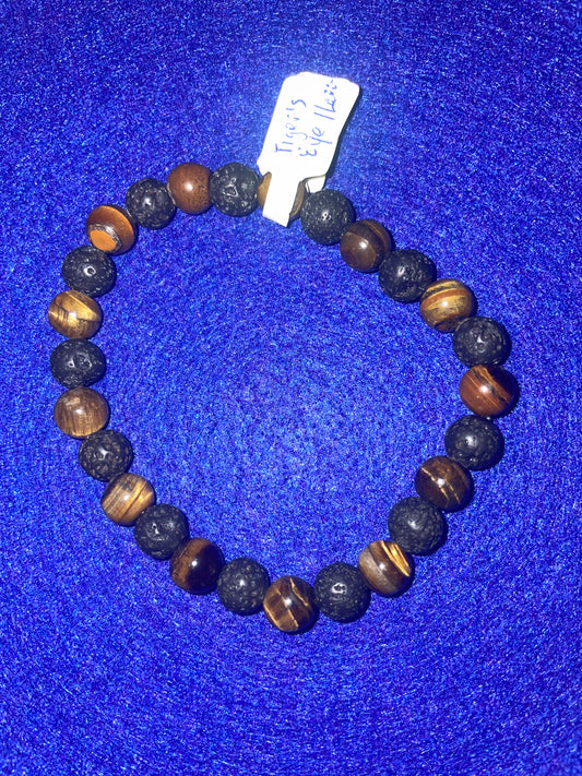 Tiger's Eye Lava Bracelet 8"