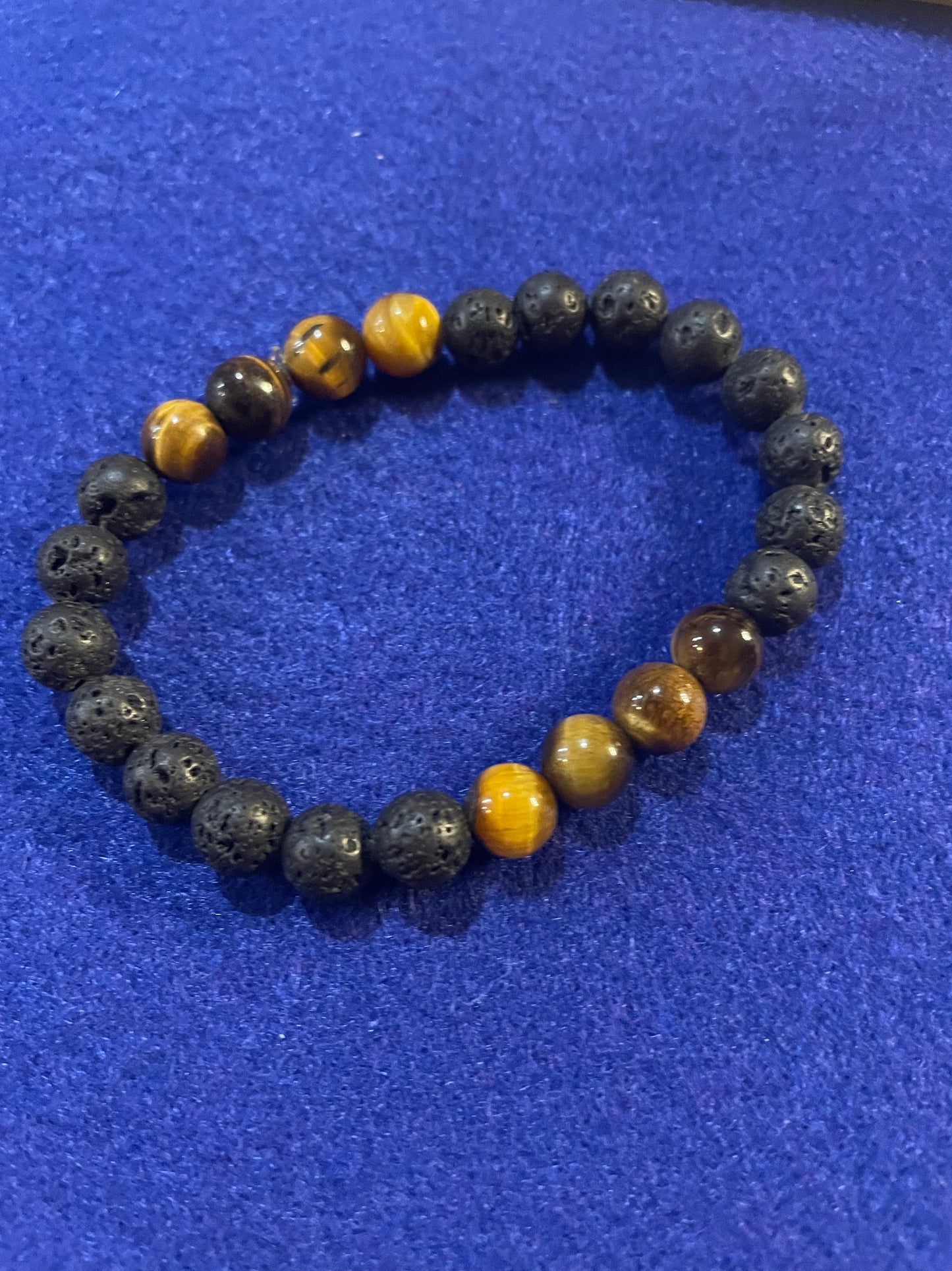 Tiger's Eye Lava Stone Bracelet 8"